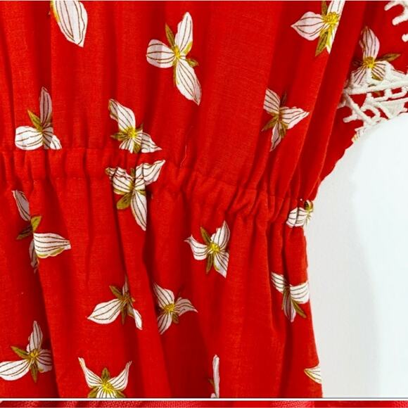 Anthropologie THML Maya red floral embroidered dress size extra small new - Picture 9 of 11